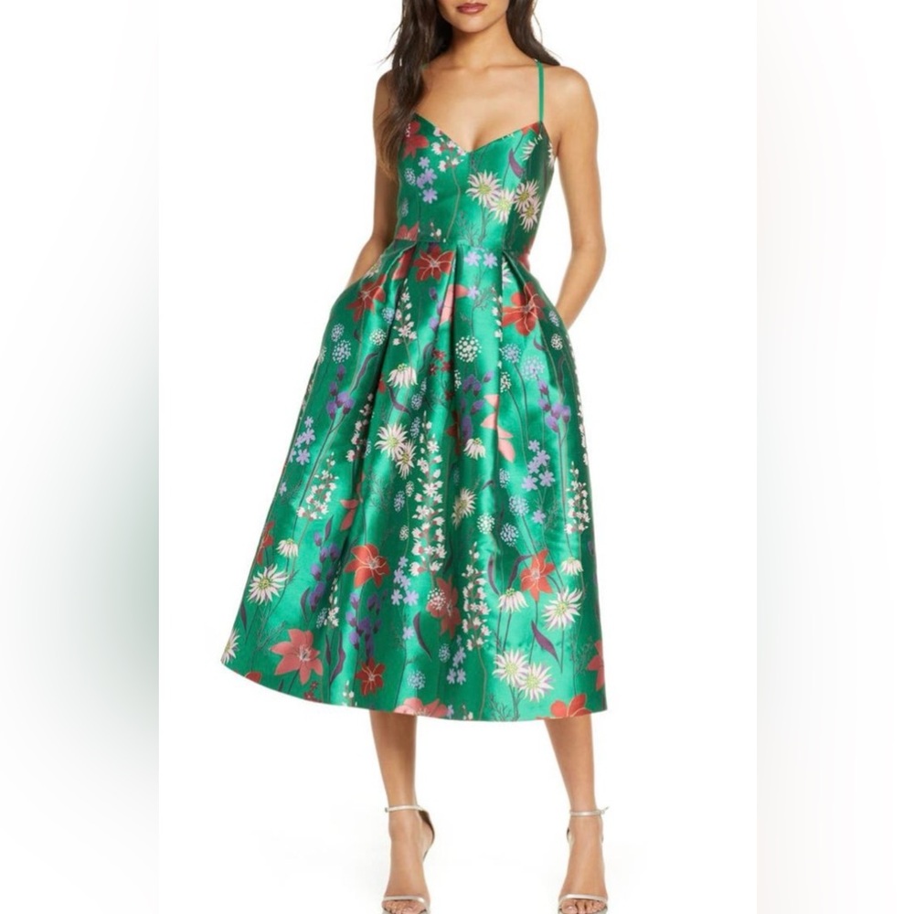 Eliza J Jacquard Floral Midi Dress